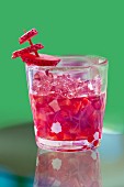 Strawberry jelly with hibiscus flowers