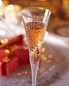 A glass of champagne with praline parfait (Christmas)