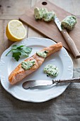 Salmon fillet with herb butter