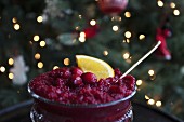 Cranberry sauce with an orange slice for Christmas