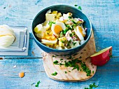 A fruity egg salad with apples and gherkins