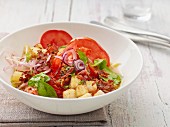 Tomato salad with a bacon dressing