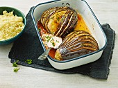 Oriental aubergines with couscous
