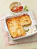 Herb lasagne with raw tomato sauce