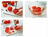Tomatoes being prepared