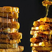 Stacks of toast with lots of honey