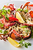 Grilled lobster with herbs and lemon