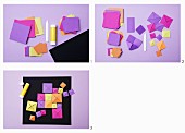 Instructions for making 3D-effect pictures from square origami paper of various sizes