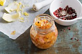 Garlic and lemon confit with colourful pepper