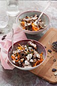 Carrots and parsnip noodles with goat's cheese