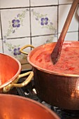 Jam cooking in copper pots, Alsace