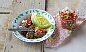 Mexican beef meatballs with a tomato and onion salsa
