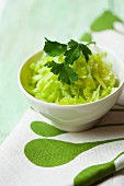 Grated green radish with parsley