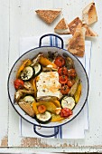 Oven-roasted vegetables with sheep's cheese
