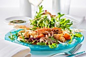 Seafood salad with squid and prawns