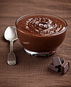Melted chocolate in a glass bowl