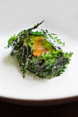 Bass with fried stinging nettles