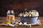 Homemade popcorn with clarified butter