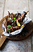 Grilled beef ribs with sesame seeds and coriander