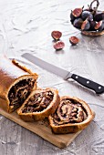 Potica (stuffed yeast cake, Solvenia) with chocolate, figs and walnuts