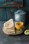 Chapati with a sweet potato and mango spread