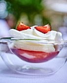 Strawberry sorbet with meringue