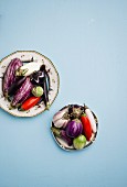 Aubergines on two plates