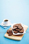 Gluten-free chocolate-orange biscotti with almonds for coffee