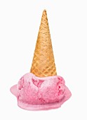 A fallen over ice cream cone