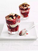 Summer berry trifle with flaked almonds
