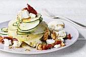 Vegetarian courgette and pear salad with goat's cream cheese