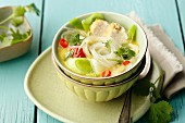 Quick Thai chicken soup with glass noodles and leek