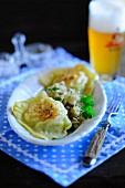 Fried Swabian ravioli with beer