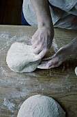 Bread dough being kneaded