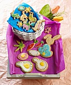 Almond biscuits decorated for Easter