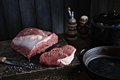 Fresh beef on a chopping board