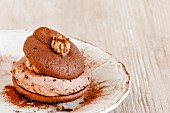 A whoopie pie with chocolate mousse