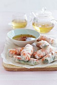 Spring rolls with cucumber, crayfish and a chilli dip (Vietnam)