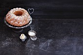 Quark Bundt cake with almonds and icing sugar