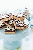 Almond and chocolate slices with flaked almonds