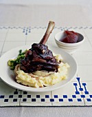 Leg of lamb on a bed of mashed potatoes