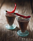 Spicy chocolate and vodka drinks