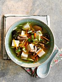 Klare Brühe mit Pilzen und Tofu (China)