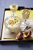 Granadilla mousse in dessert bowls