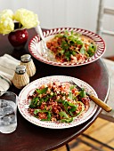 Couscous salad with spinach and beetroot