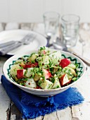 Potato salad with apple, gherkins and red pepper