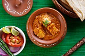 Shahi Paneer curry with rumali roti (cheese curry with unleavened bread, India)