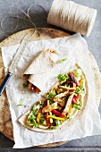 Grilled chicken, rocket and roasted pepper wrap