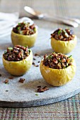 Hollowed-out apples filled with bacon, breadcrumbs and parsley