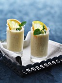 Banana and orange smoothies with peppermint